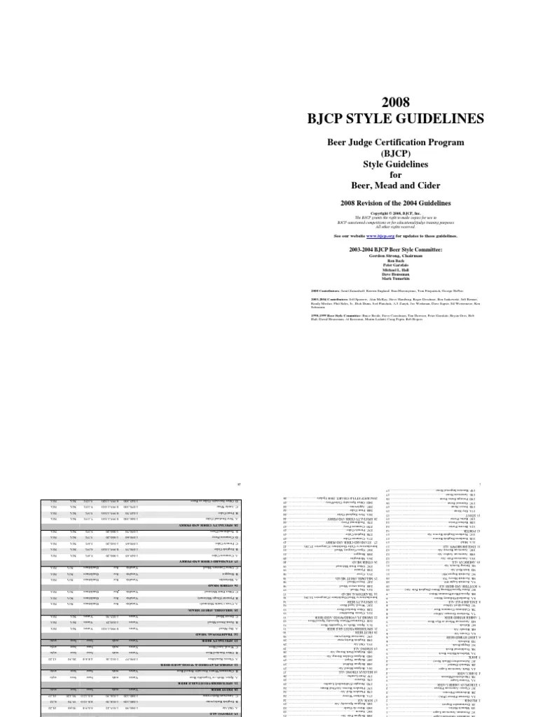 2008 BJCP Style Guidelines Beer Judge Certification Program (BJCP