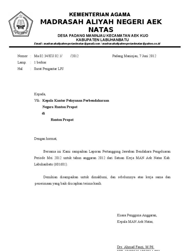 Laporan keuangan tersebut telah disusun berdasarkan sistem pengendalian intern yang memadai, dan isinya telah menyajikan informasi pelaksanaan anggaran, posisi keuangan dan catatan atas laporan keuangan secara layak sesuai dengan standar akuntansi pemerintahan desa. Surat Pengantar Lpj