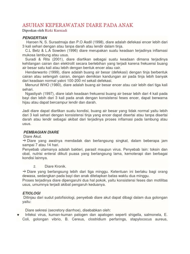 Asuhan Keperawatan Diare Pada Anak