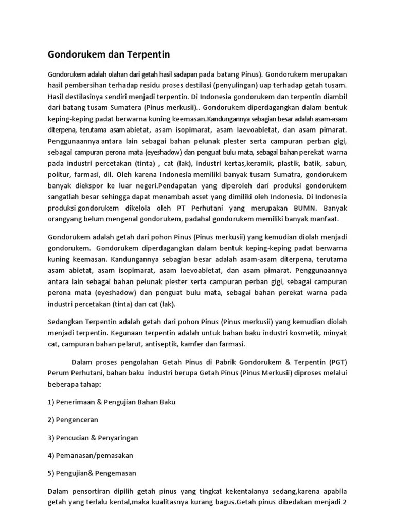 Gondorukem Dan Terpentin | PDF