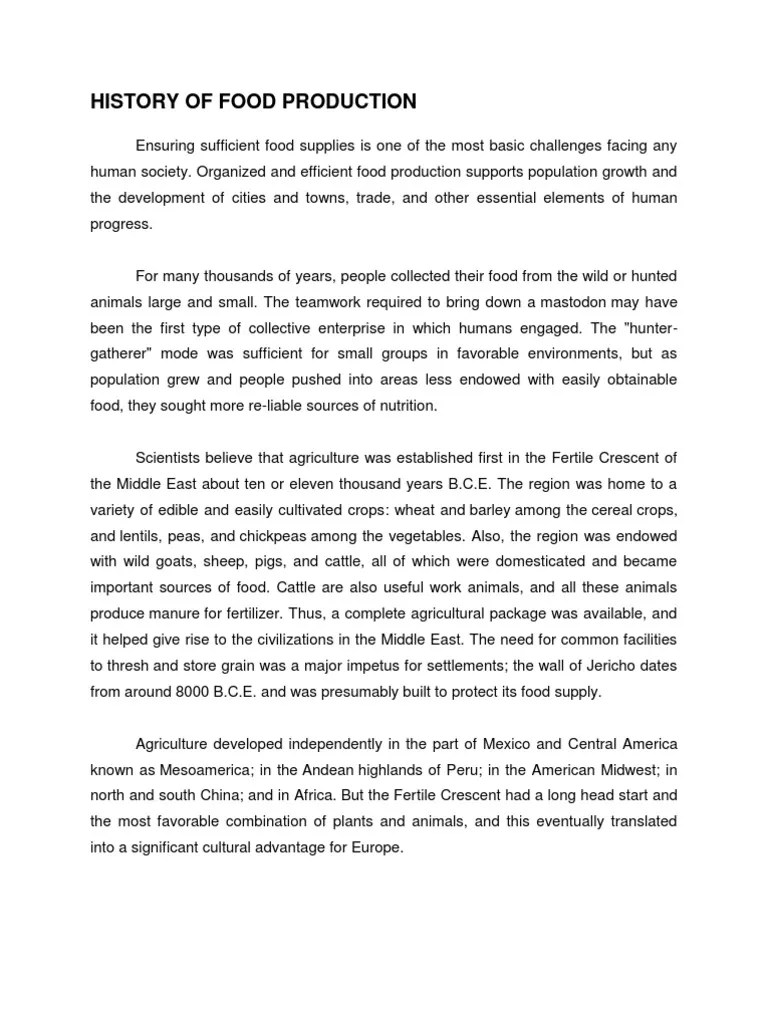 History of Food Production Food Industry Agriculture