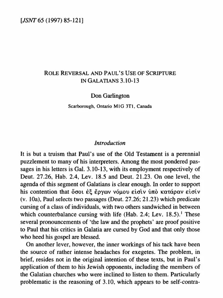 Paul's Use of Scripture Gal 3.1013 PDF Epistle To The Galatians