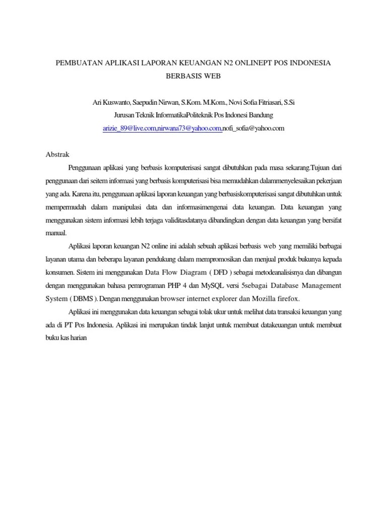 Pembuatan Aplikasi Laporan Keuangan n2 Onlinept Pos