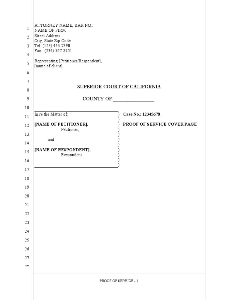 Proof of Service Pleading Form