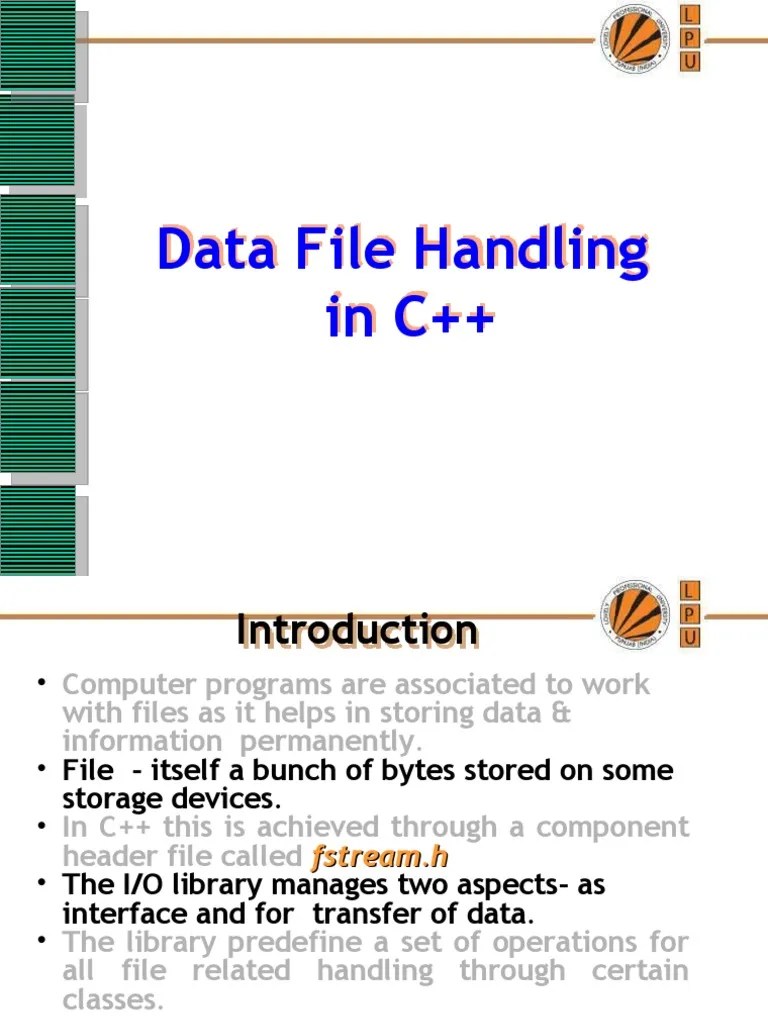 Data File Handling Computer Program C++