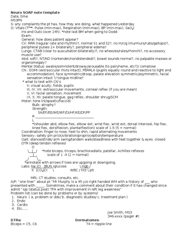 Template Soap Neuro Anatomical Terms Of Motion Resonance