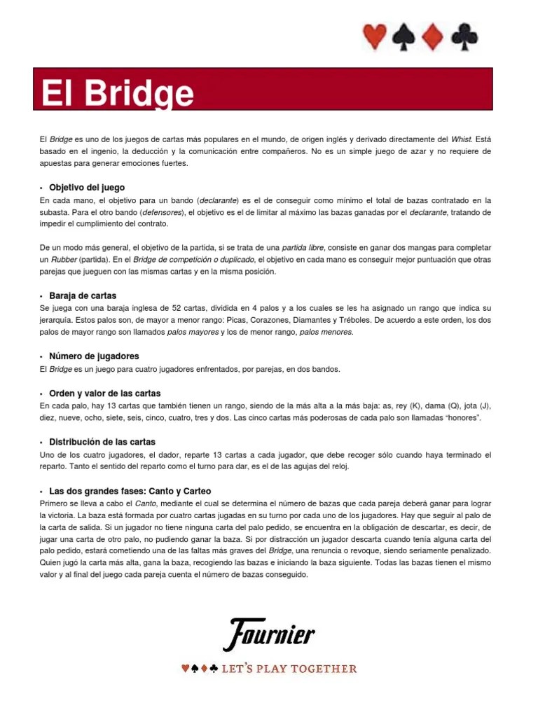 Puedes empezar dando ejemplos como no 4,5 y 6 de trébol; Reglamento El Bridge Puente De Contrato Juegos De Habilidad Mental