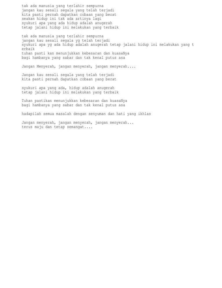 Lirik Lagu D&rsquo;Masiv Jangan Menyerah