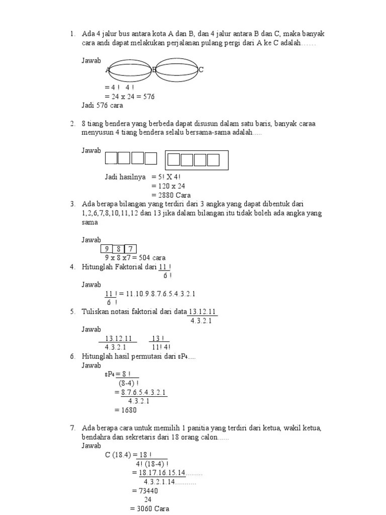 Pengertian Notasi Faktorial Beserta Contohnya