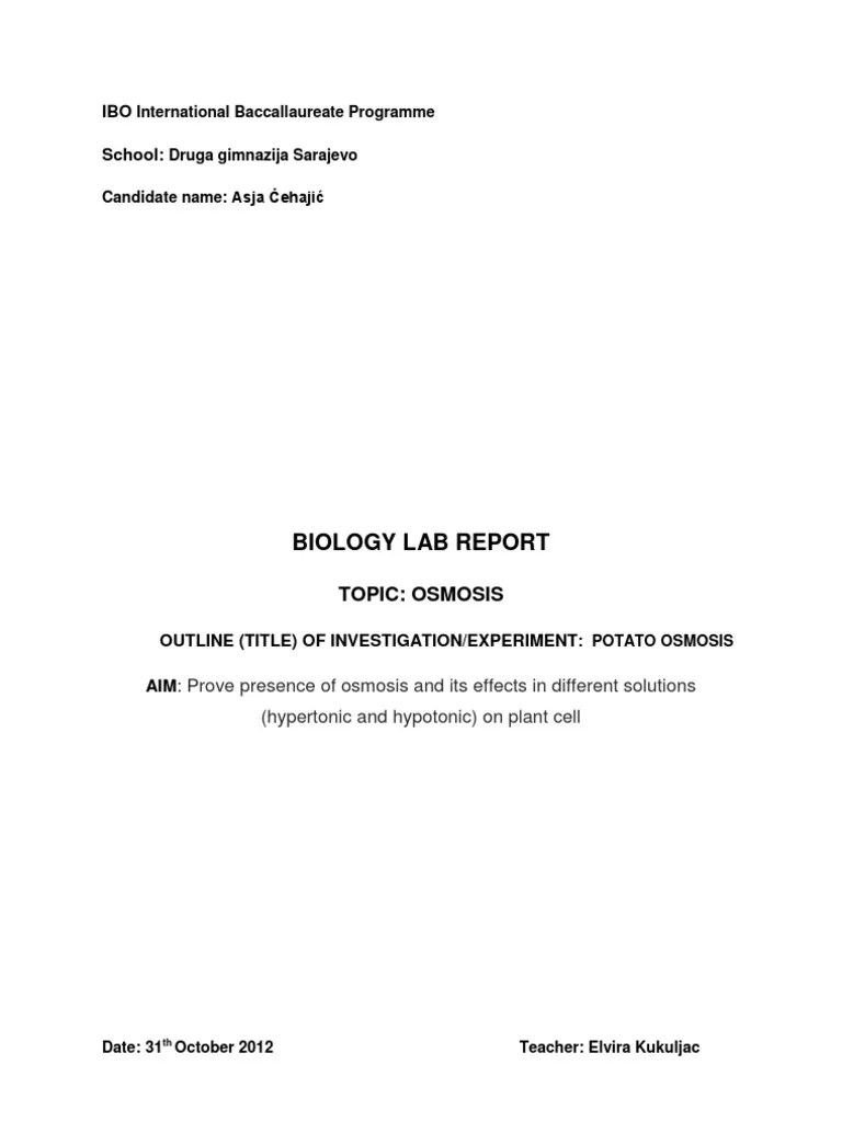 Water Potential Lab Report AP Biology Water Potential.