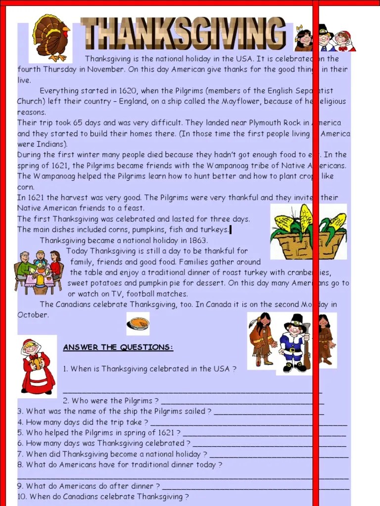 Another Thanksgivin Text and Activ Thanksgiving Pilgrim Fathers