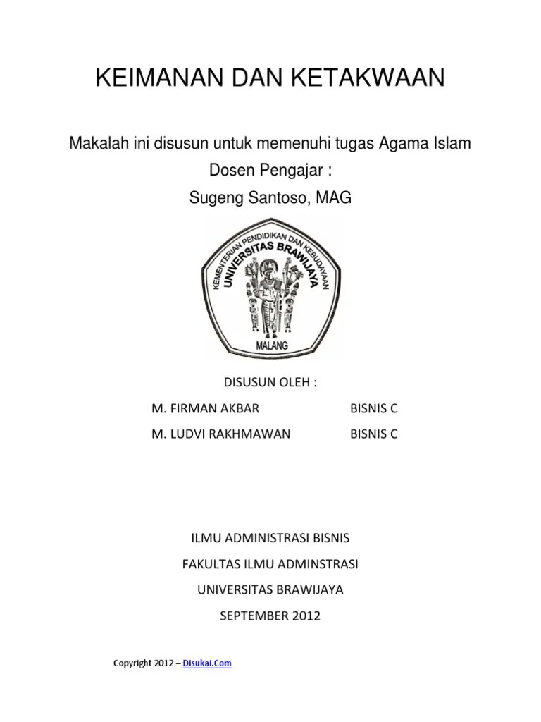 Makalah Agama Keimanan dan Ketakwaan