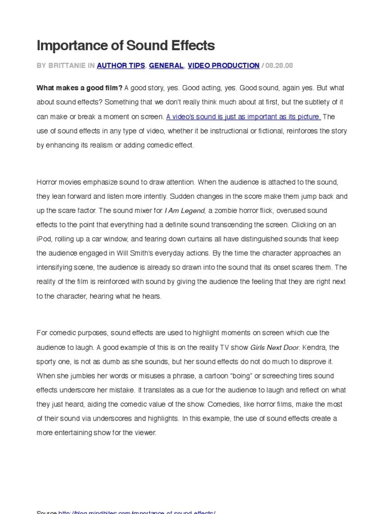The Importance of Sound Effects PDF