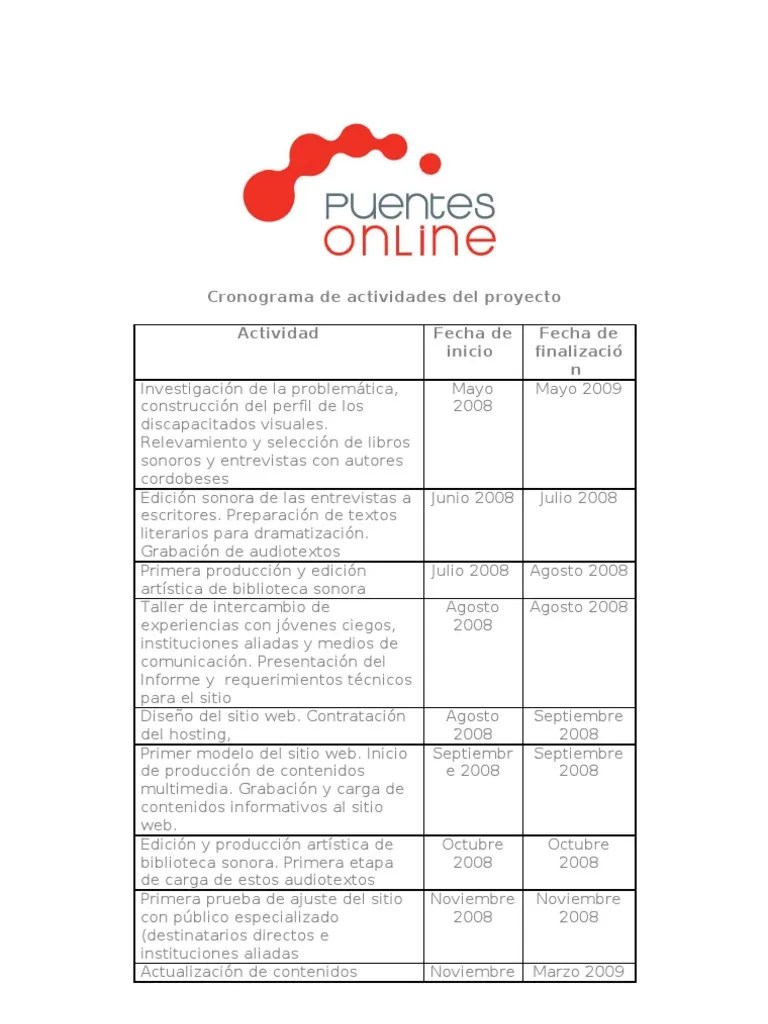 Cronograma de Actividades Version Word