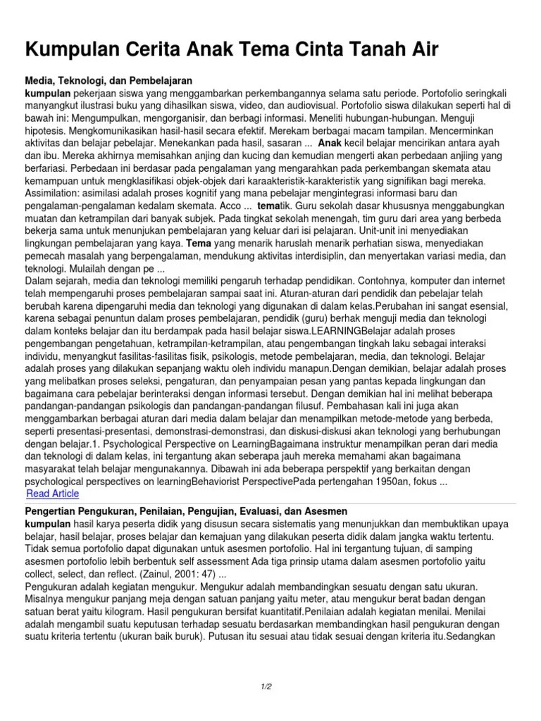 Kumpulan Cerita Anak Tema Cinta Tanah Air | PDF