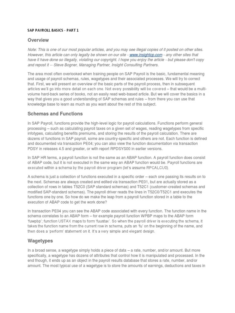 Sap Payroll Basics Part 1 PDF Payroll Taxes