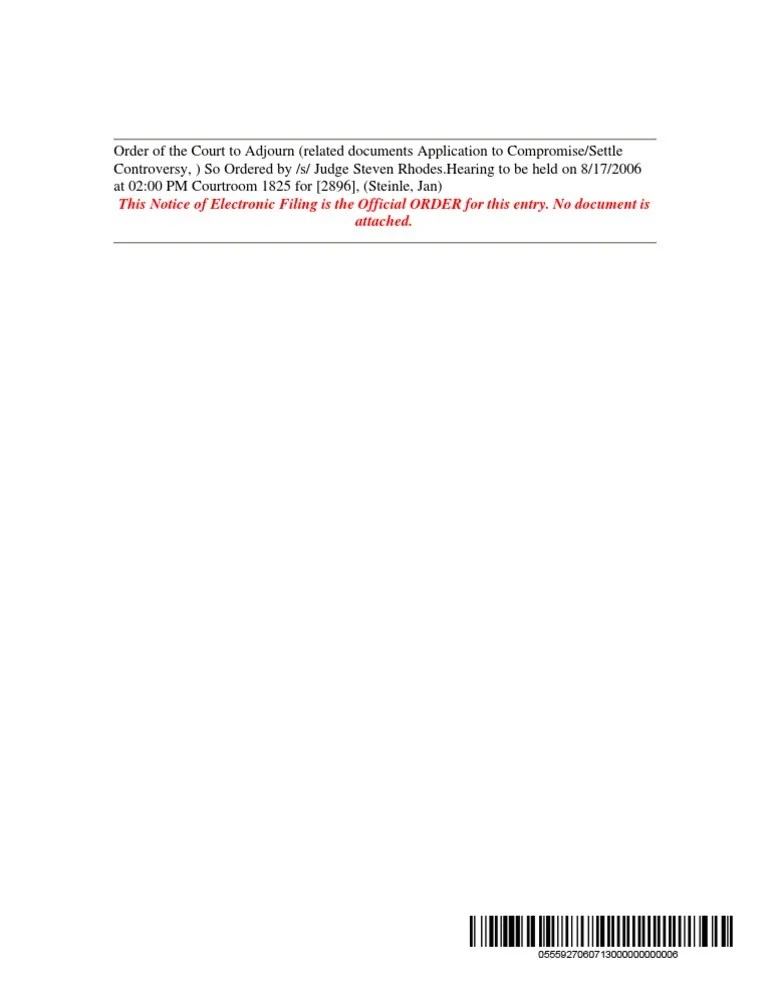 This Notice of Electronic Filing Is The Official ORDER For This Entry