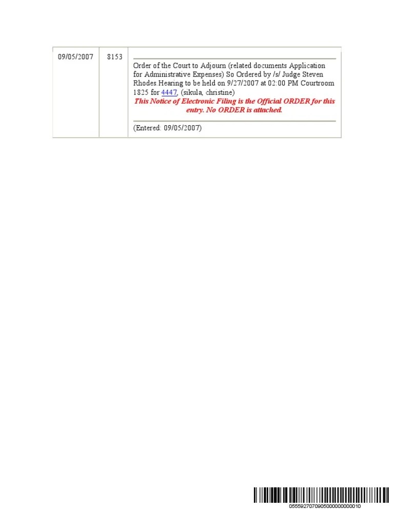 This Notice of Electronic Filing Is The Official ORDER For This Entry