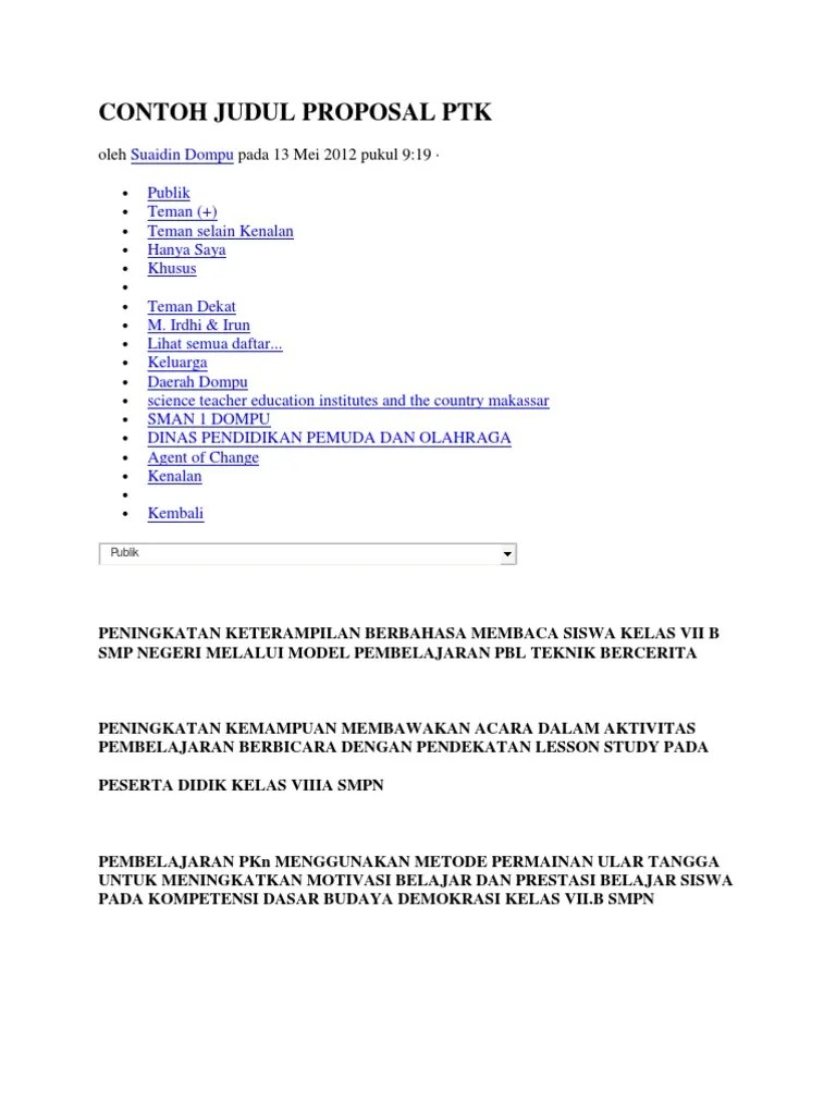 Contoh Judul Proposal PTK | PDF