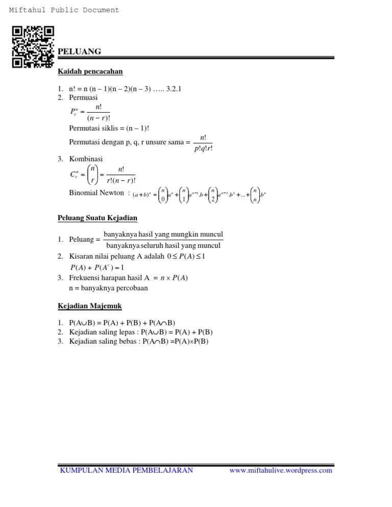 Rumus Peluang SMA | PDF