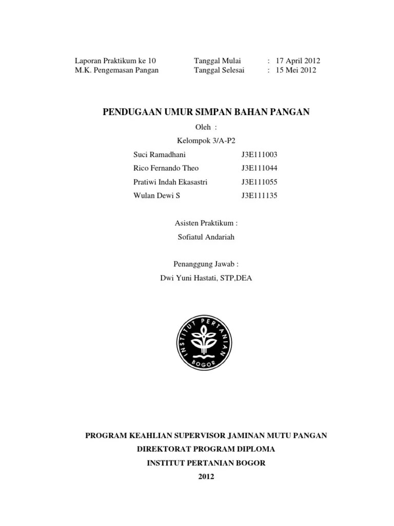 Laporan 11 PENDUGAAN UMUR SIMPAN BAHAN PANGAN.