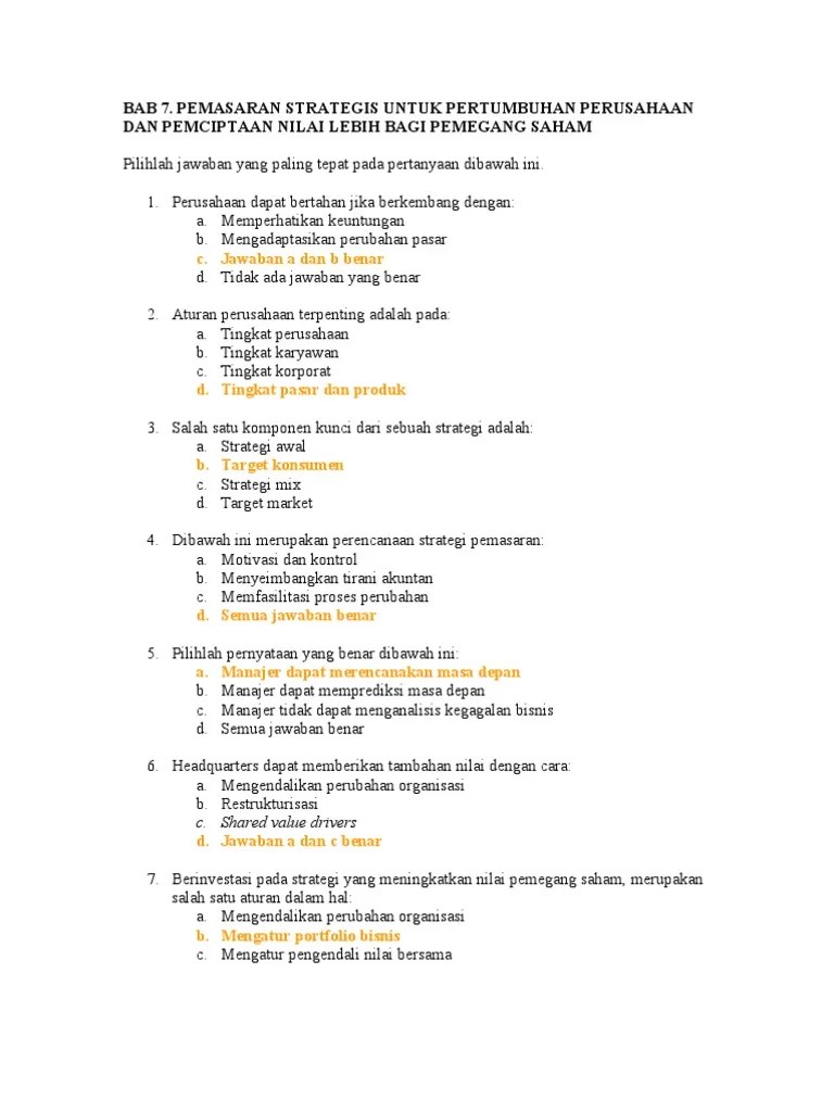 Soal Pilihan Ganda Bab 7 8 Dan 9 Buku Hitam11 | PDF