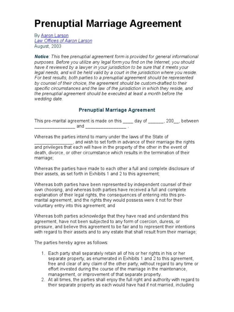 Prenuptial Agreement Will And Testament Alimony