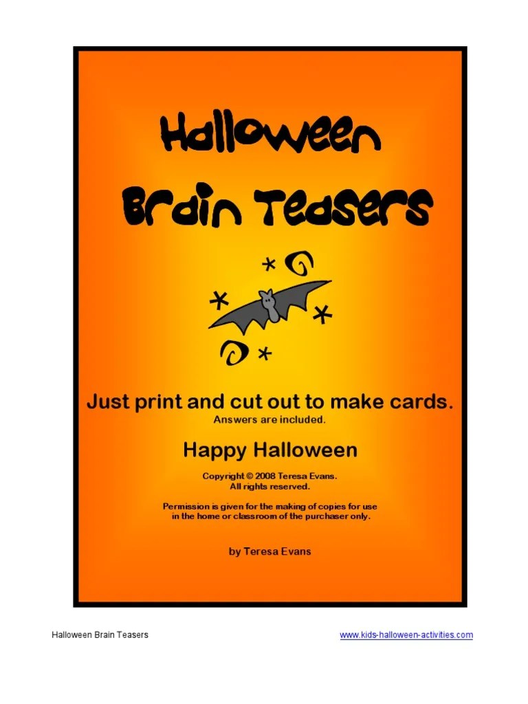 Halloween Brain Teasers Printable