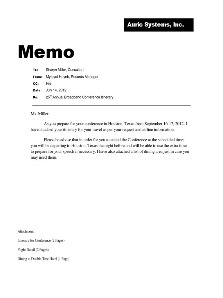 Travel Arrangements Memo Aviation Hotel And