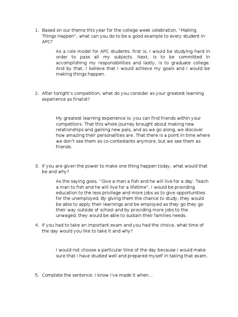 Beauty Pageant Q&A | Gentleman | Test (Assessment)