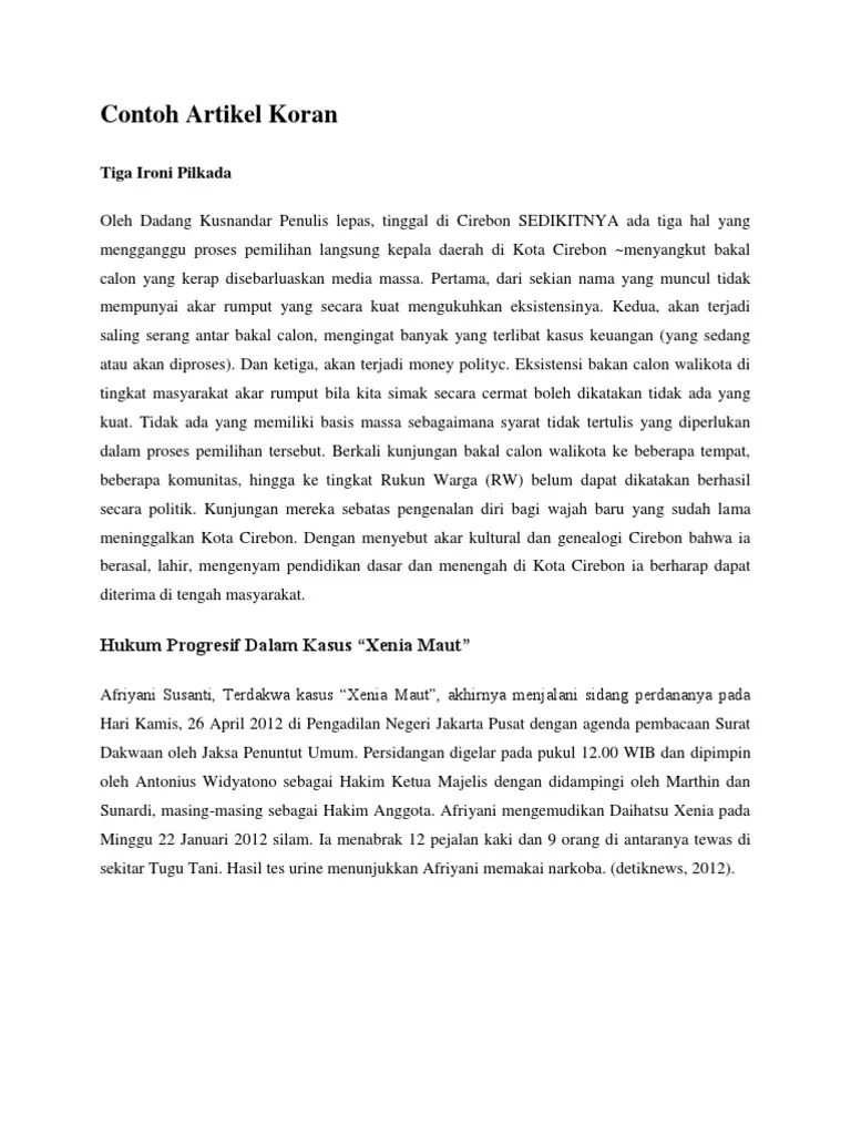 Contoh Artikel Koran | PDF