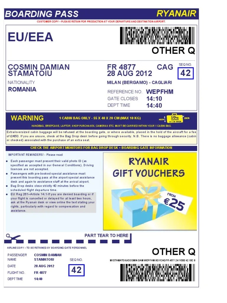 Ryanair Boarding Pass