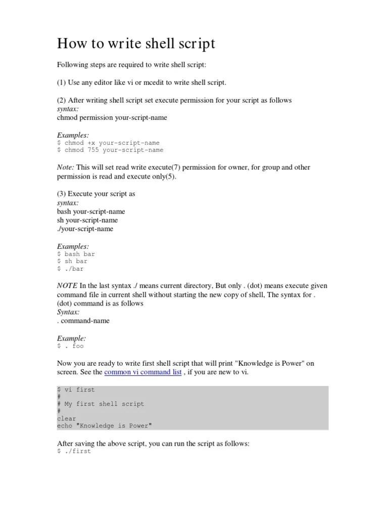 How To Write Shell Script PDF