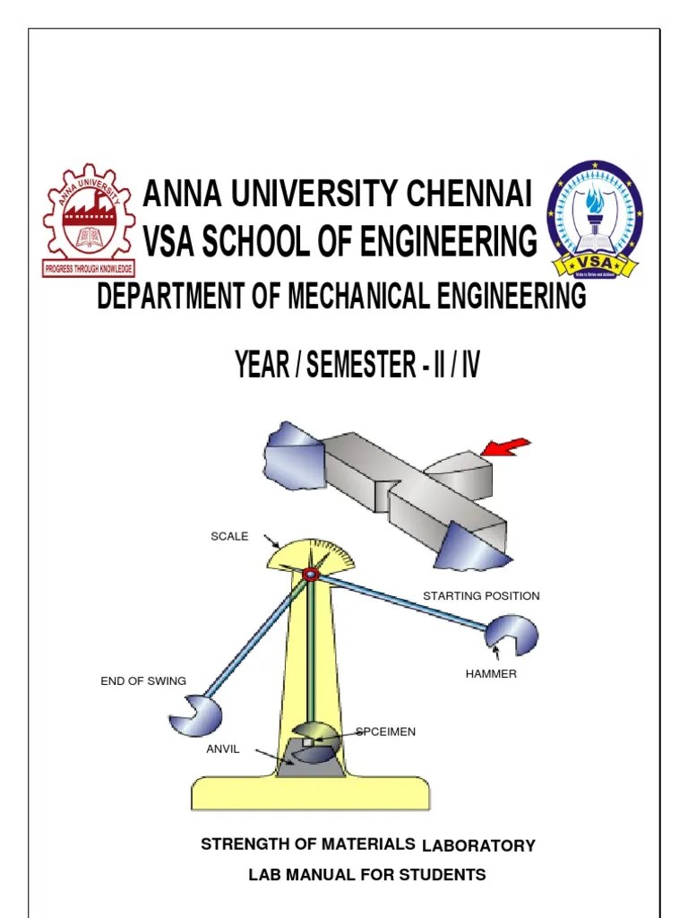 Strength of Materials Lab Manual Mechanical PDF Deformation (Engineering) Ultimate