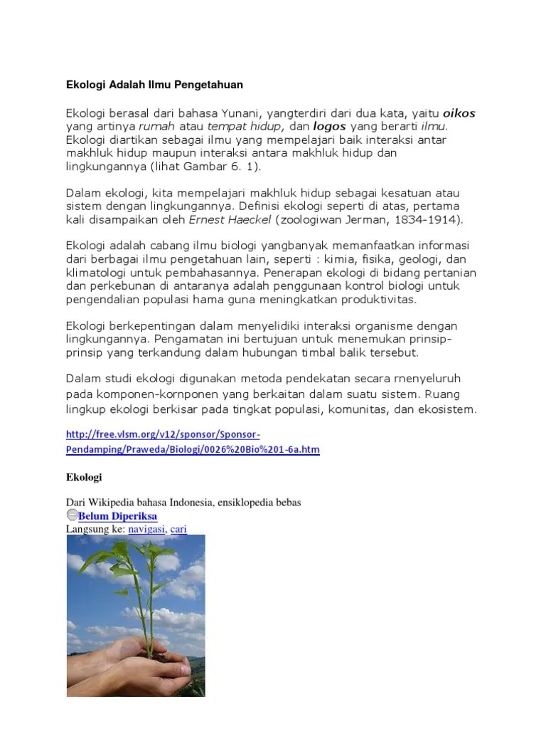 Cabang Ilmu Biologi Yang Mempelajari Tentang Lingkungan Disebut Cara