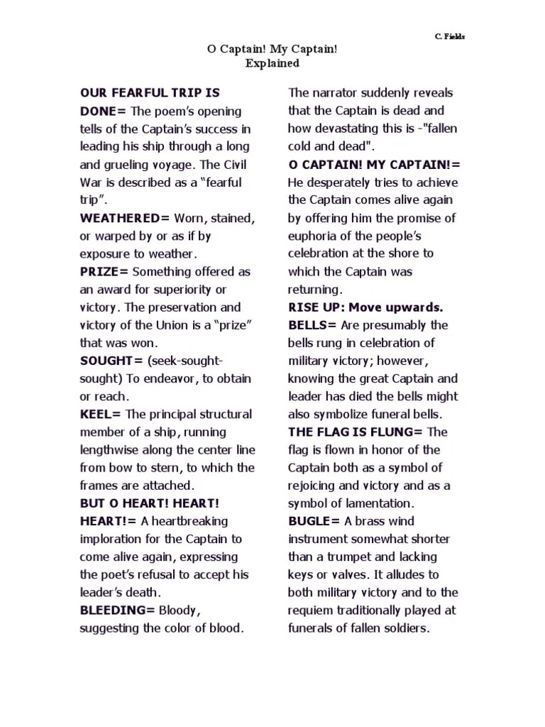 O Captain! My Captain! Analysis | PDF | Poetry