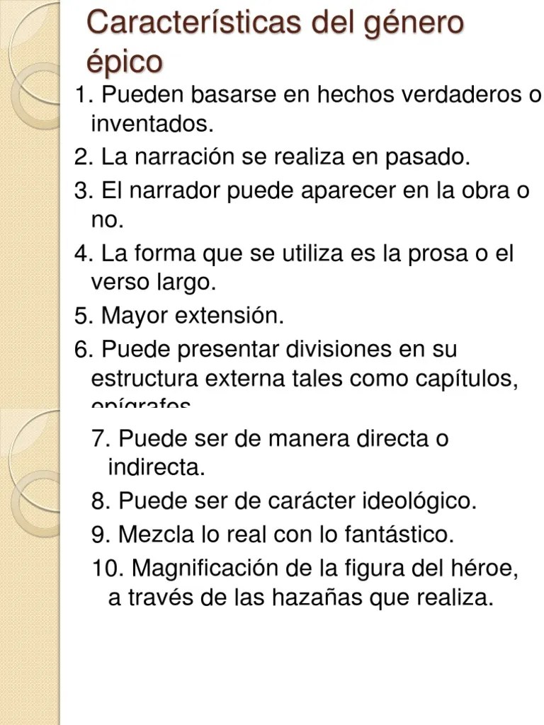 Características del género épico