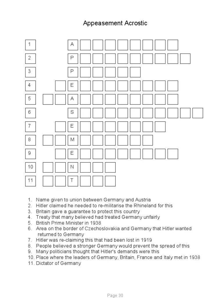 Appeasement Acrostic