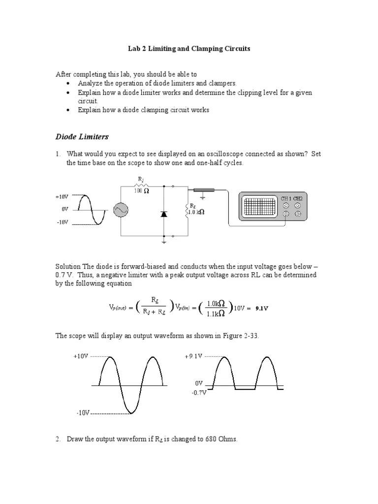 Lab 2 Clipping and Clamping CircuitsSolution PDF