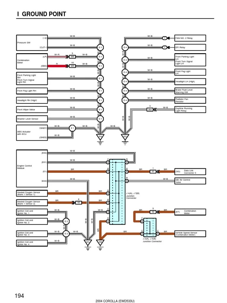2004 Corolla Electrical Diagram - Grounding Points | PDF | Ignition