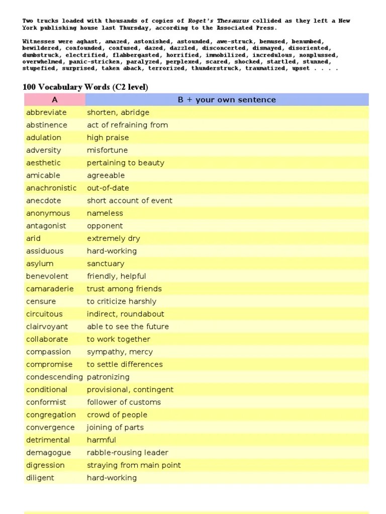 100 Most Common SAT Words Metaphysics Of Mind Emotions