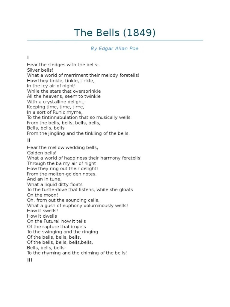 What Is The Poem The Bells About at Colin Stevenson blog