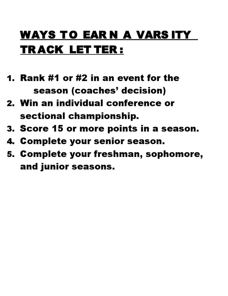 Varsity Letter Requirements PDF