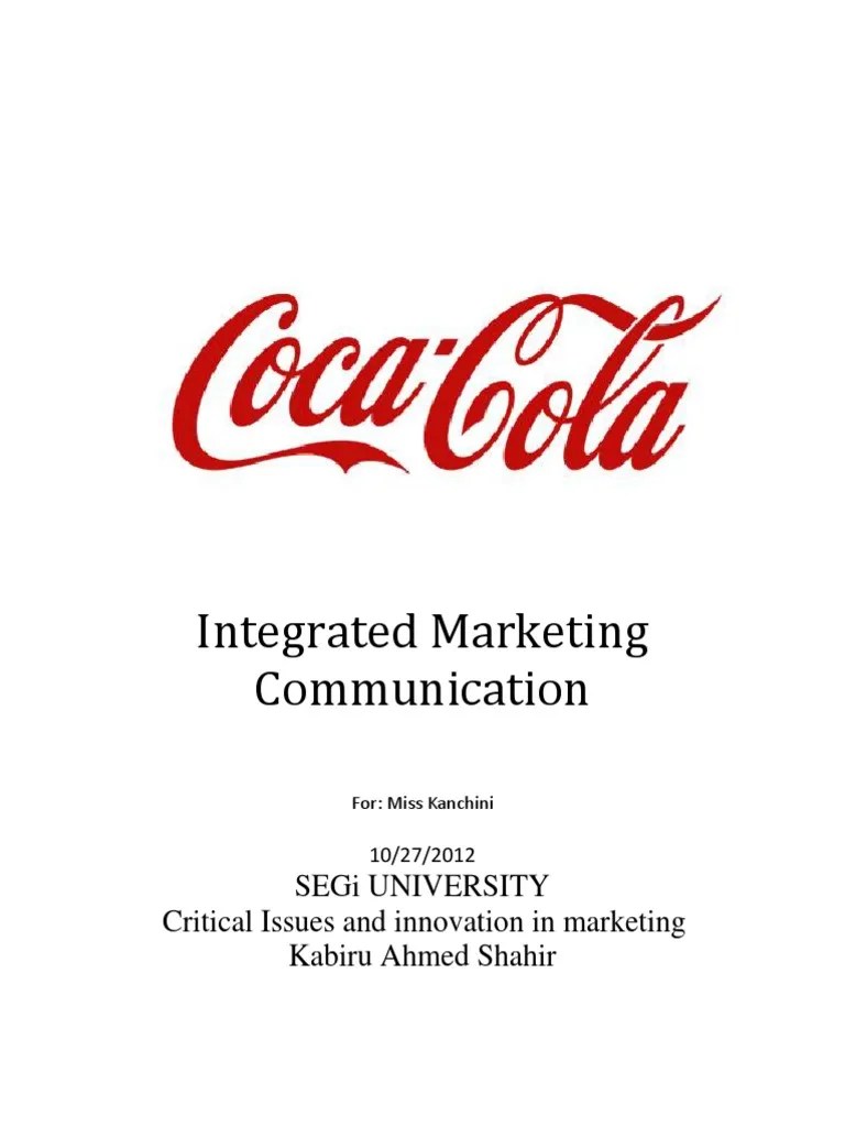 CocaCola Marketing Communication PDF Coca Cola Target Audience