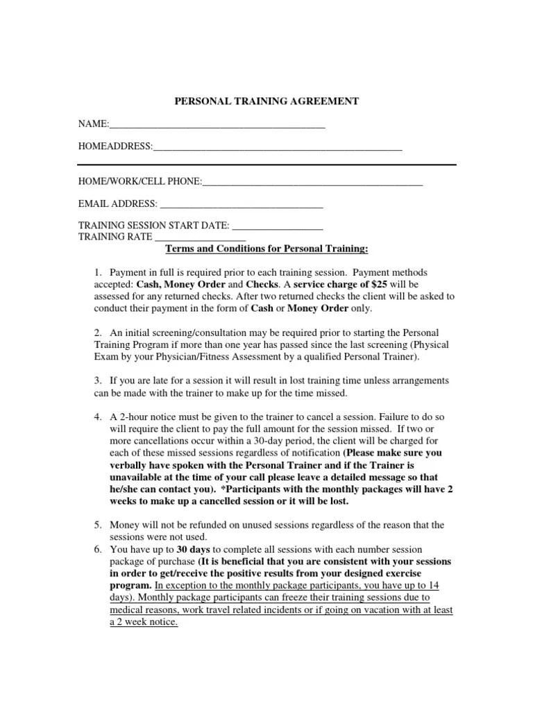 Personal Trainer Forms