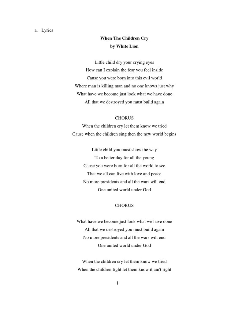 When The Childern Cry | PDF | Feeling | Recorded Music