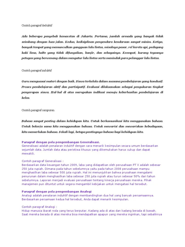 Contoh Paragraf Deduktif | PDF