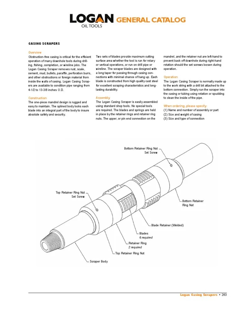 Casing Scrapers PDF Casing (Borehole) Manufactured Goods