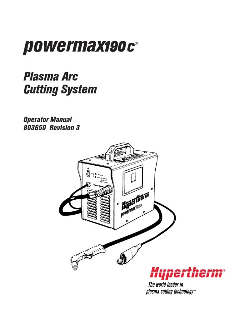 Hypertherm Powermax 190C Plasma Operator Manual 3