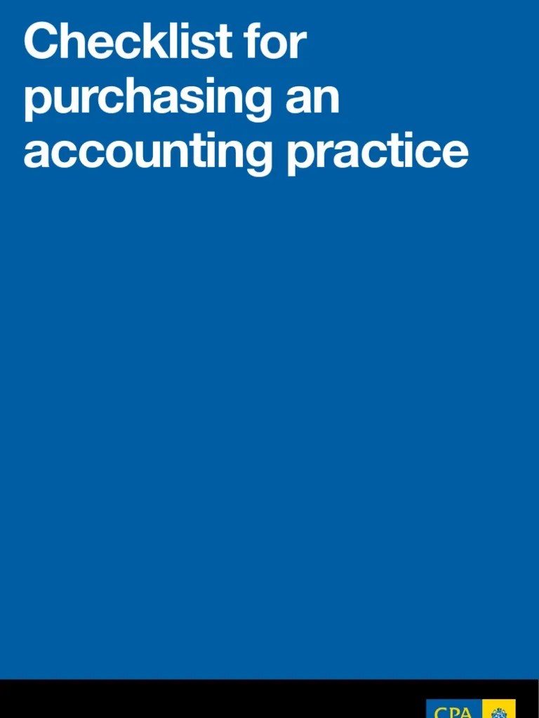 Purchasing an Accounting Practice Checklist 2011 Certified Public